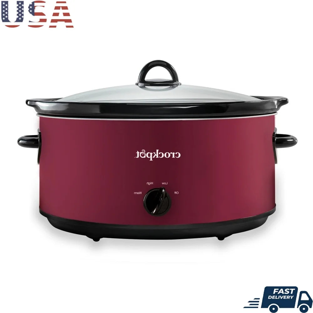 8 Quart Slow Cooker High Low Warm, Dishwasher Safe, Easy Cleanup, Perfect Family Meals Potlucks and Crowd Feeding
