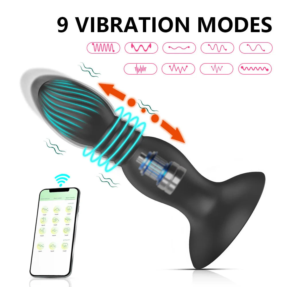 Remote Control, Thrusting Prostate Massager, Anal Vibrator, Wireless Control Butt Plug, Suction Cup Masturbator Sex Toys for Couple