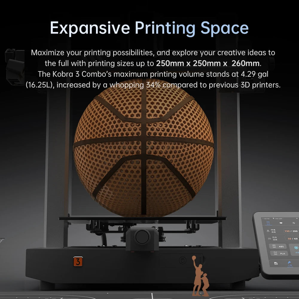 Kobra 3 600mm/s Max Print Speed FDM 3d Printer 25-Point Automatic Leveling With 9.8 x8.7 x 8.7inch Print Size