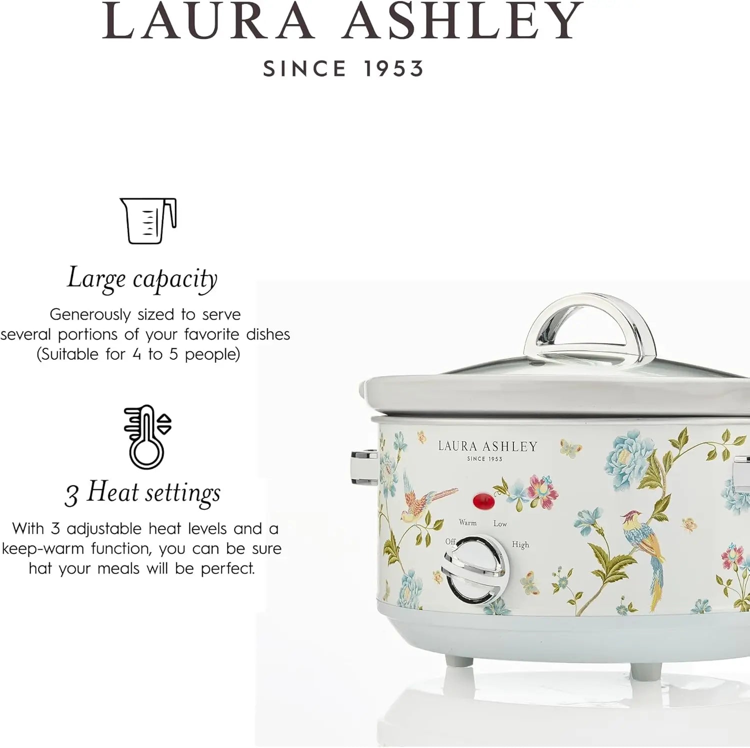 Slow Cooker - Large Slow Cooker 3.7 QT for 4 to 5 People - Energy Efficient Slow Cookers with 3 Heat Settings - Dishwasher Safe