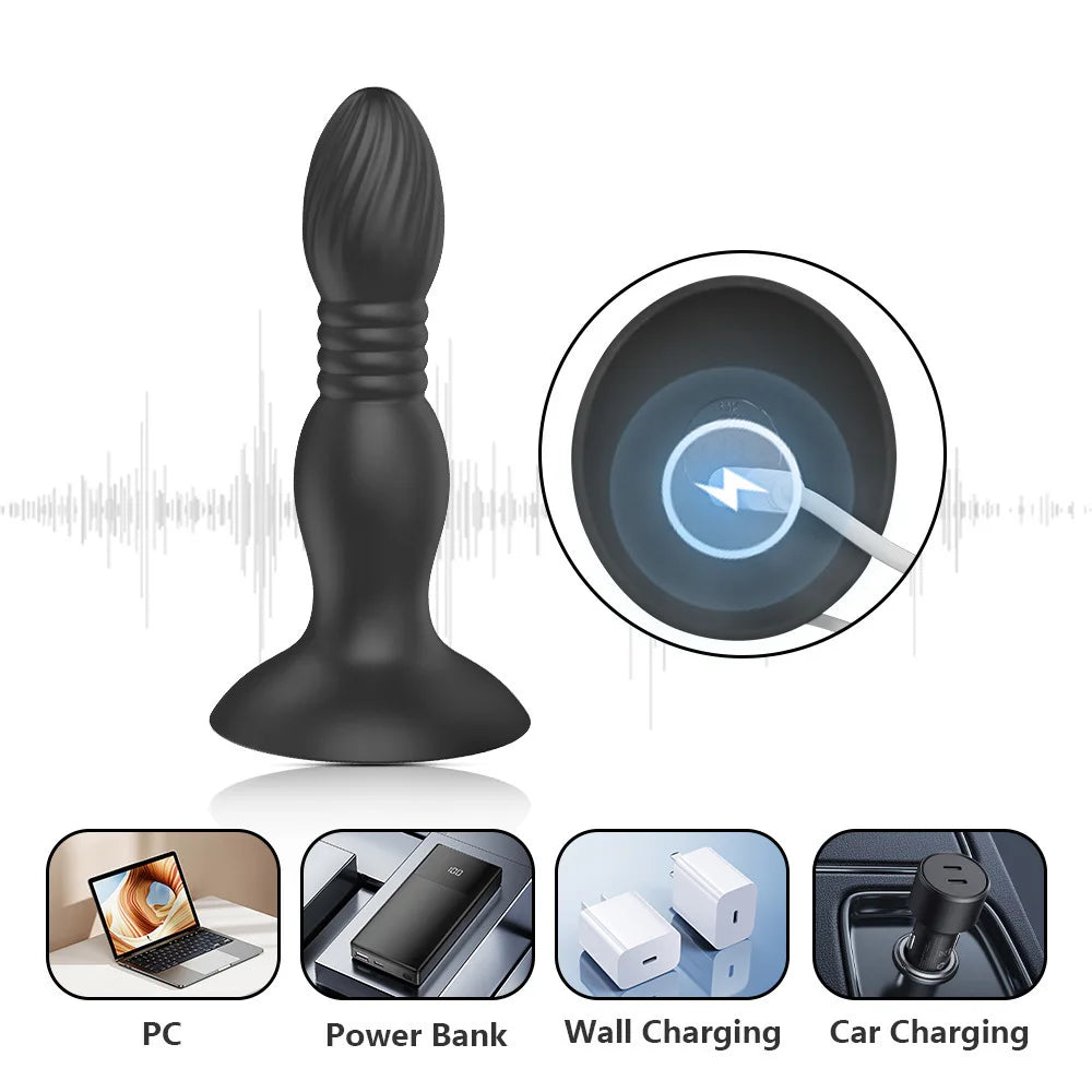 Remote Control, Thrusting Prostate Massager, Anal Vibrator, Wireless Control Butt Plug, Suction Cup Masturbator Sex Toys for Couple