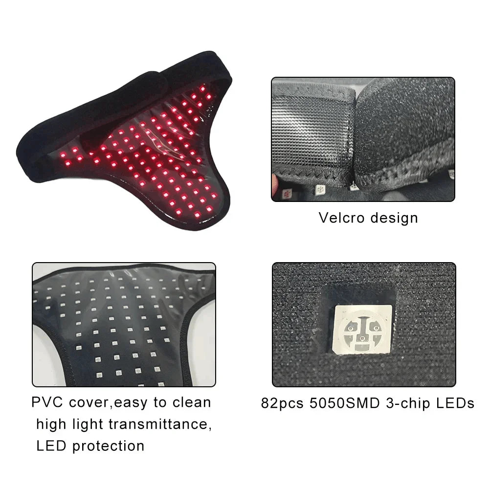 Red Light Therapy Belt 660nm & 850nm Heating Massage for Prostate Therapy Device Abdomen Hand Pain Relief Hormonal Balance USB-C