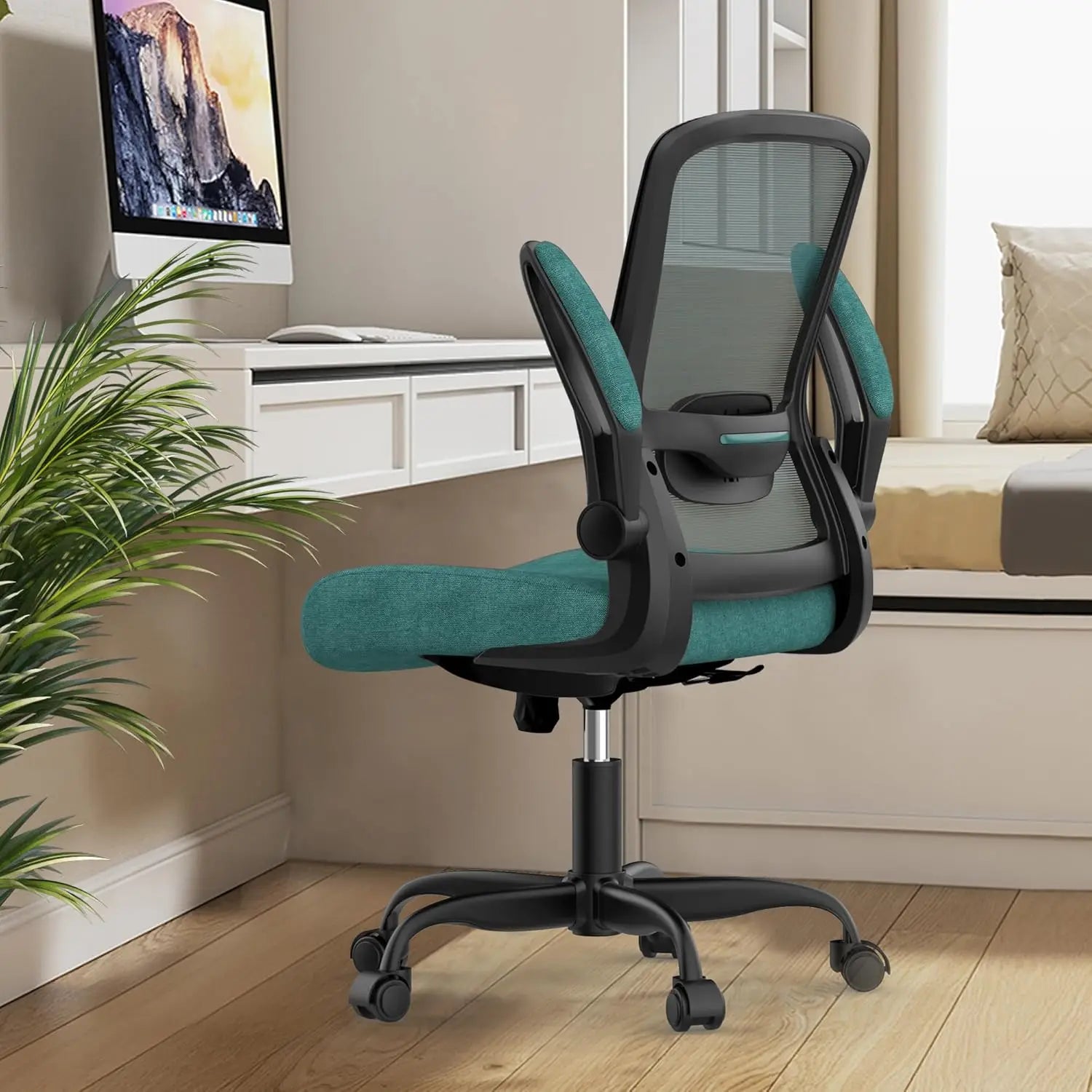 Office Chair, Ergonomic Desk Chair with Adjustable Lumbar Support, High Back Mesh Computer Chair with Flip-up Armrests