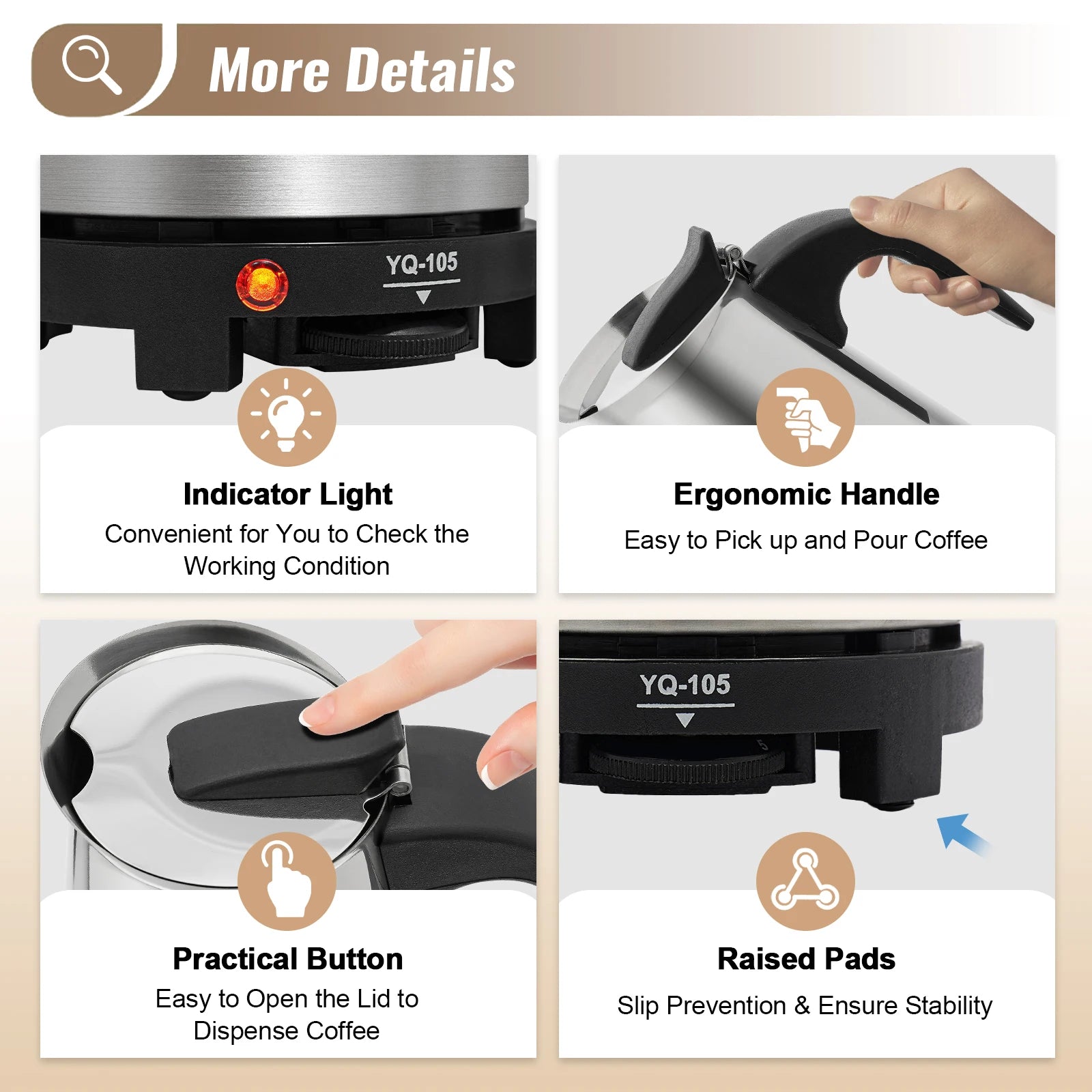 Stainless Steel Coffee Pot, Stovetop Espresso Maker, Percolator Italian Coffee Maker, 200ml/7oz/4 cup W/Electric Stove