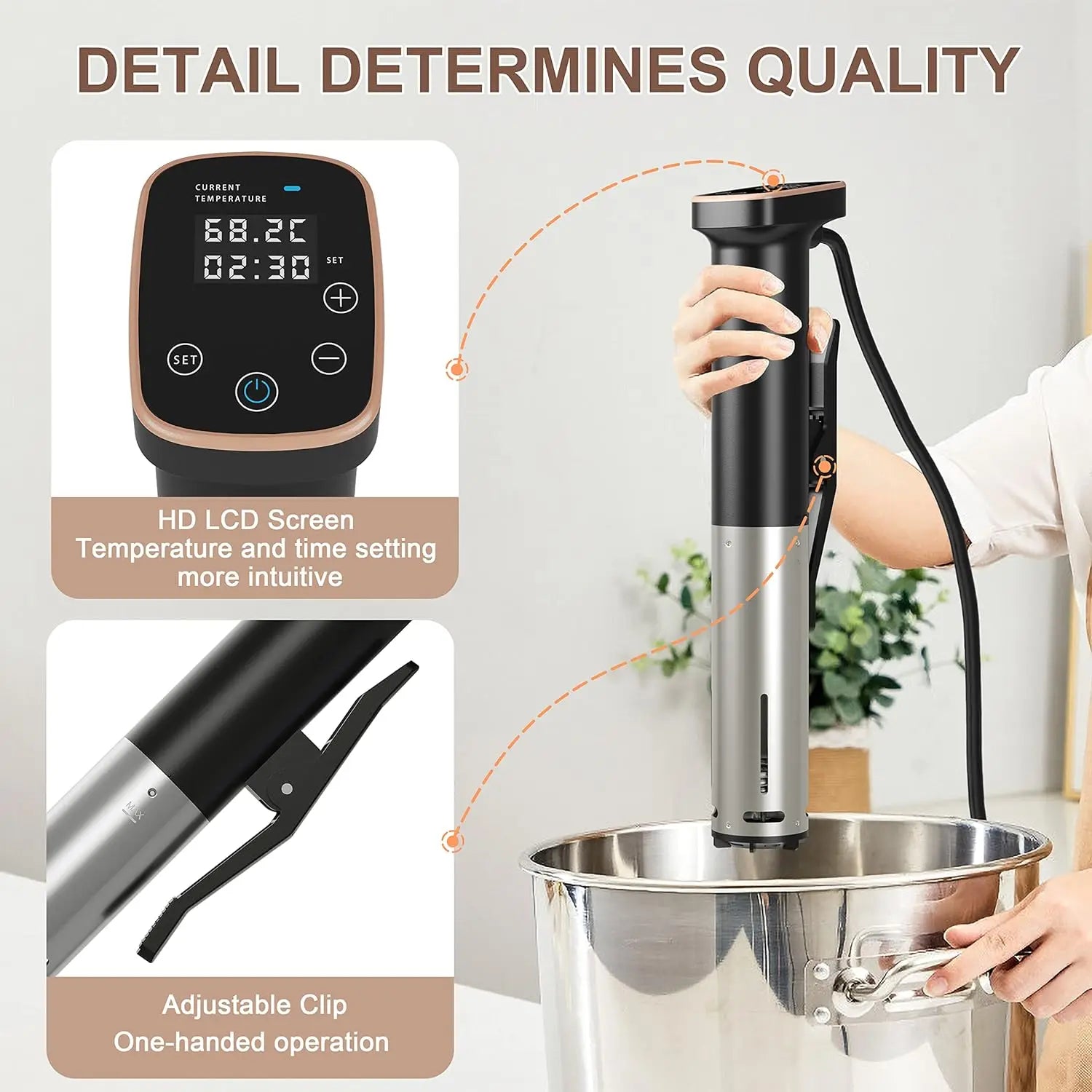 Sous Vide Cooker, Sous Vide Machine 1100 W, Immersion Circulator Precisional Cooker with Touch Control, Accurate Temperature