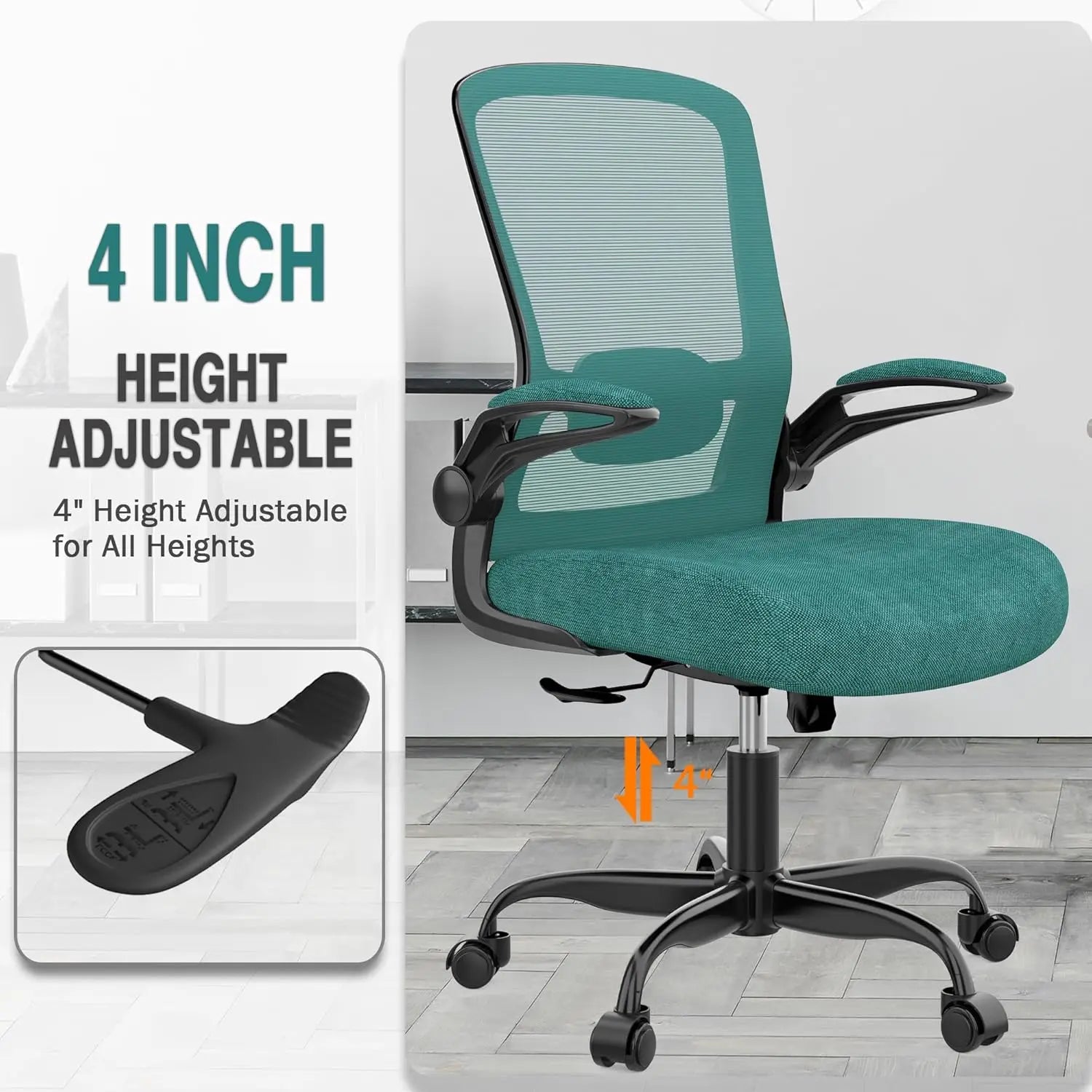 Office Chair, Ergonomic Desk Chair with Adjustable Lumbar Support, High Back Mesh Computer Chair with Flip-up Armrests