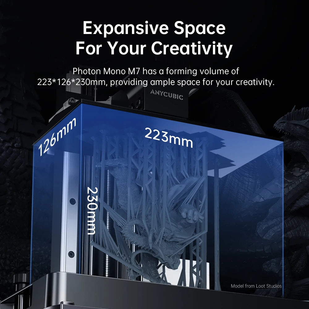 Photon Mono M7 Mono MSLA 3D Printer High Speed Resin Photocuring 14K 3D Printer 10'' LCD Printing Size 223*230*126mm