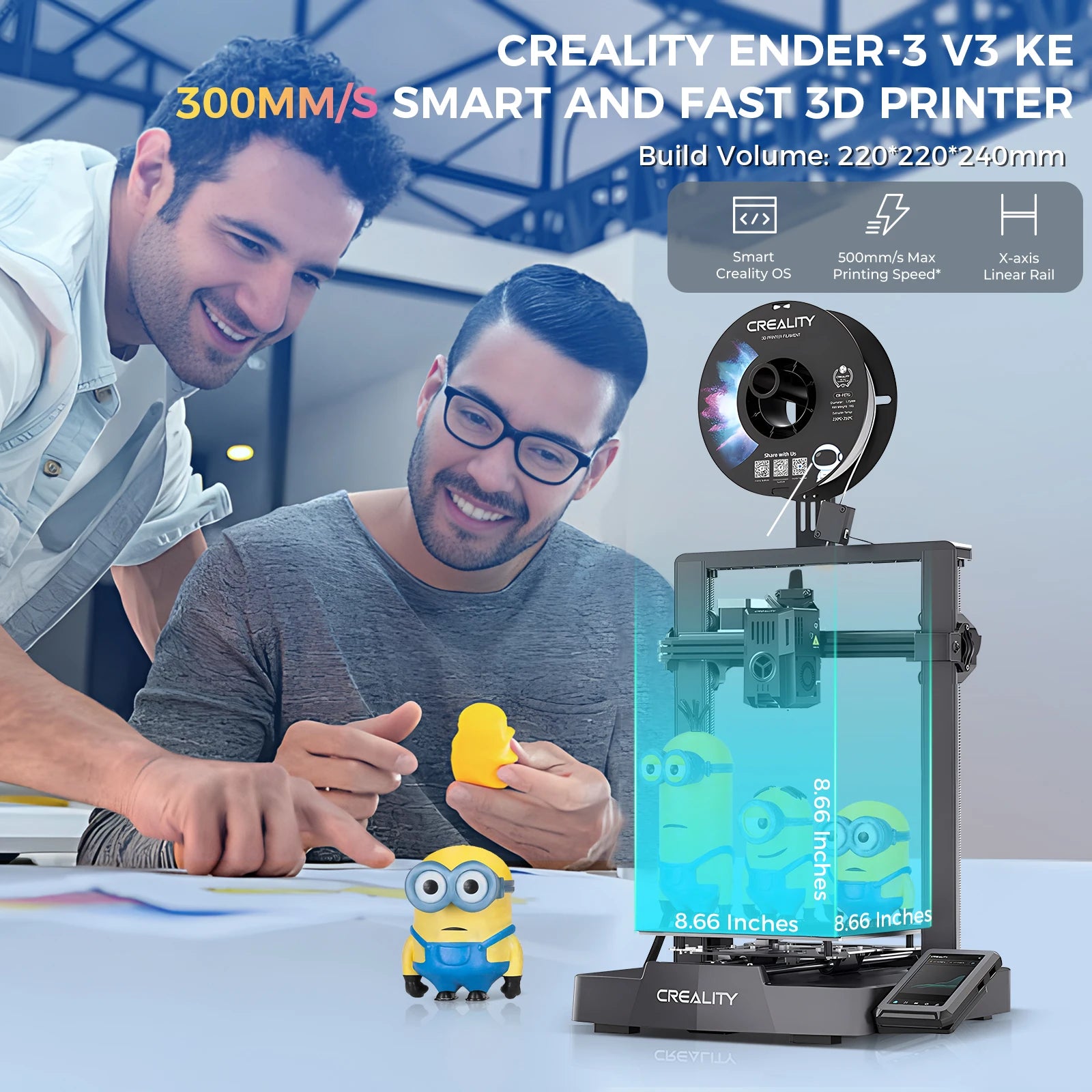 3D Printer 500mm/s MAX Printing X-axis Linear Rail CR Touch Auto Leveling Upgraded Sprite Direct Extruder