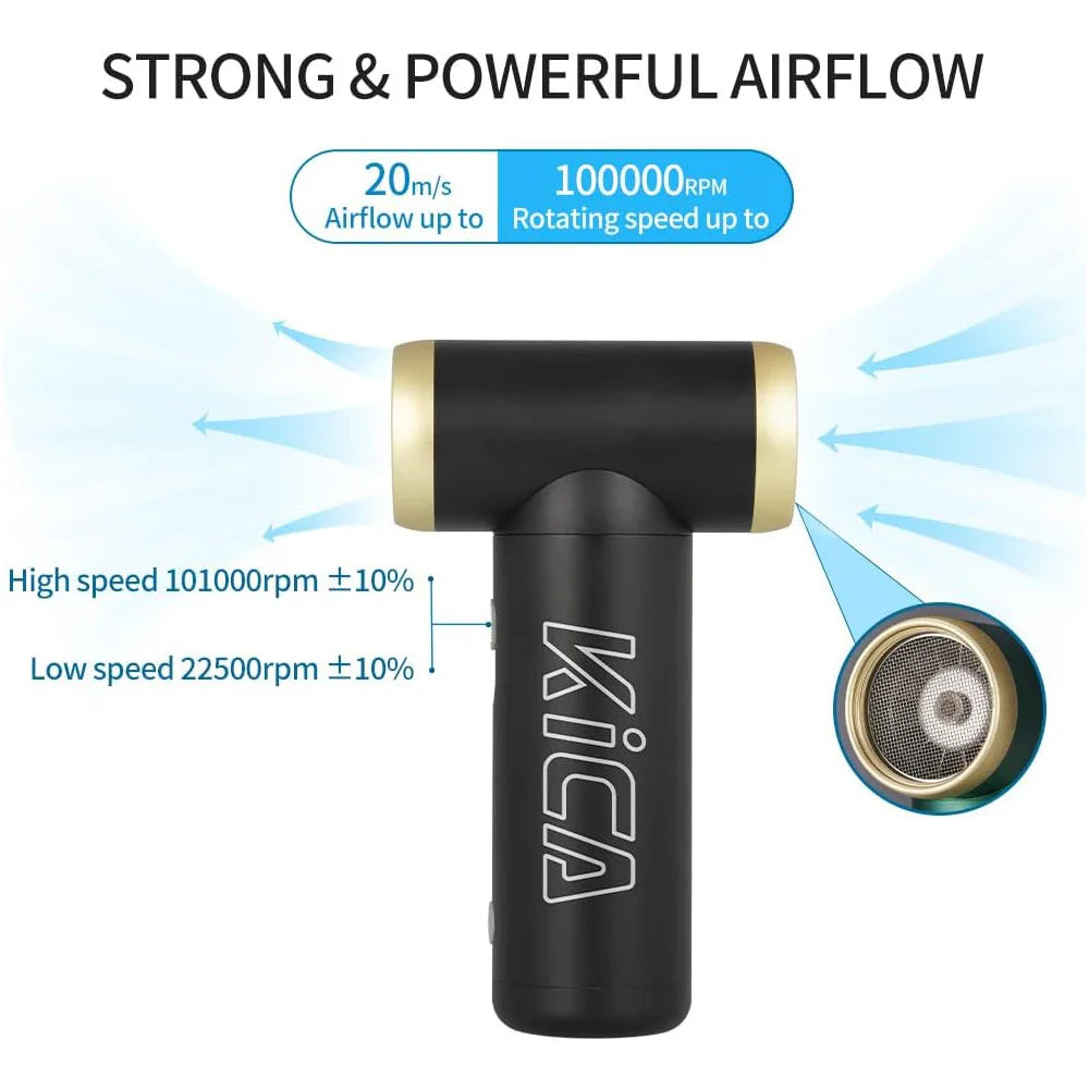 100000RPM Jetfan 2 Air Blower, Portable Turbo Fan, Compressed Air Duster Wireless Computer Keyboard Cleaner for PC Car Camera