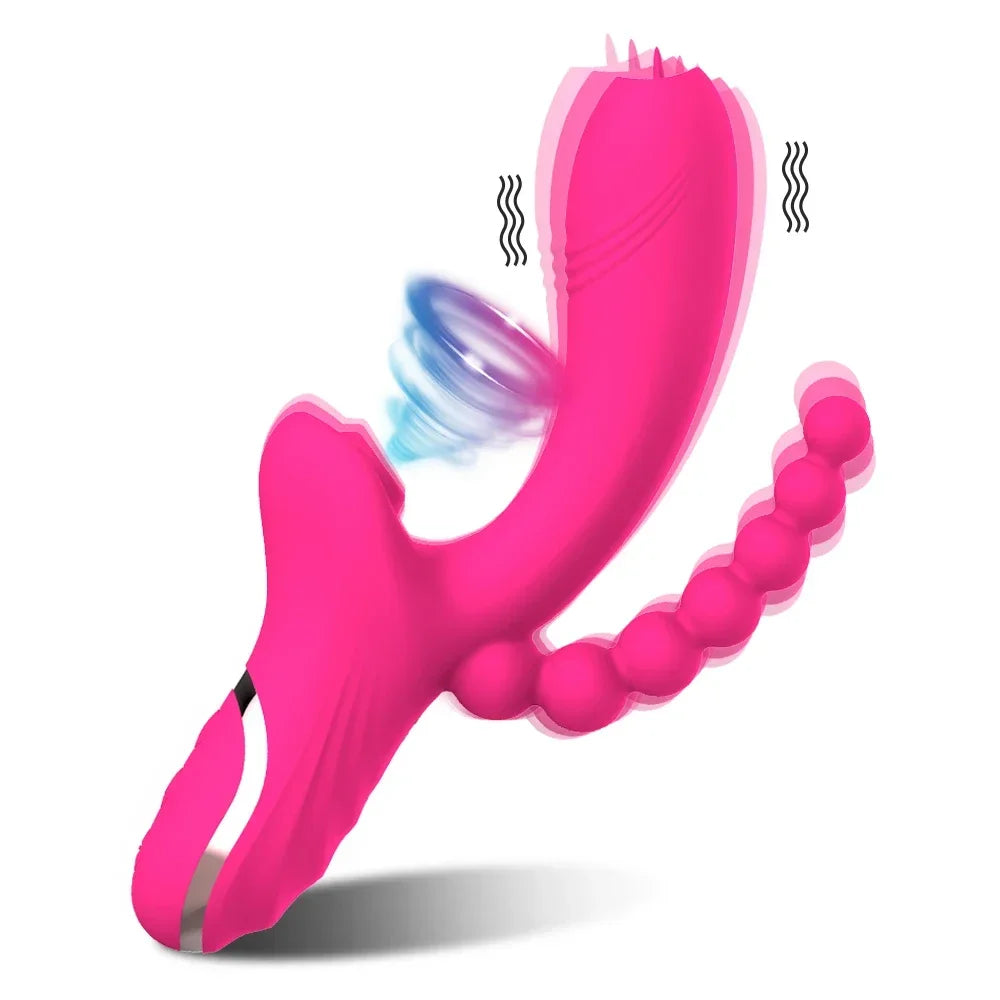 3 in 1 Clit Sucker Dildo Vibrator for Women, Clitoris Stimulator, G Spot Tongue Licking Vacuum Massager Sex Toys Adult Goods 18+