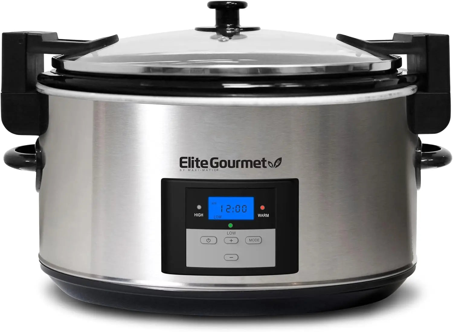 Elite Platinum, 8.5-Quart Stainless Steel Programmable Slow Cooker w/Locking Lid, Black