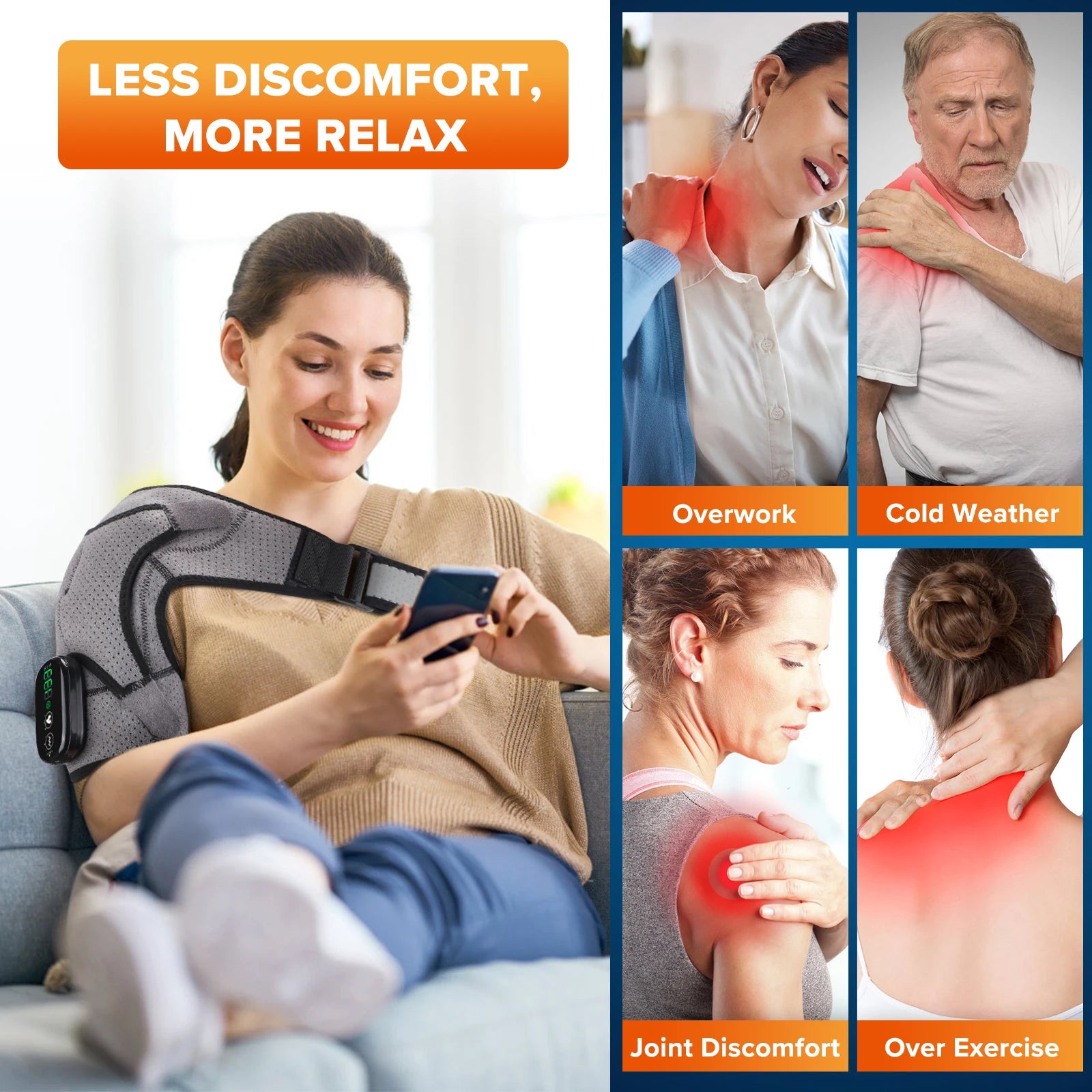 Electric Heating Pad, Shoulder Vibration Massager, Physiotherapy Arthritis, Joint Pain Relief Belt Elbow Support Brace Thermal Wrap