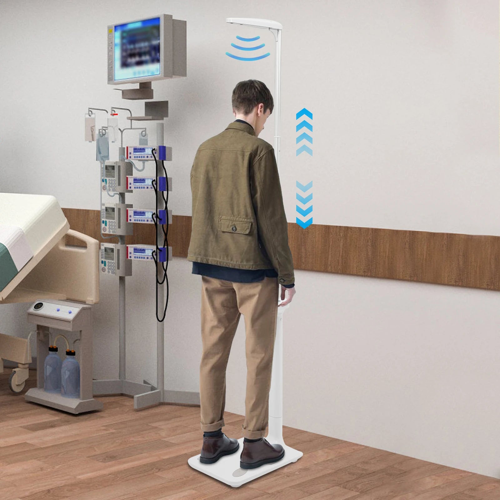 Multifunction Physician Medical Body Weight Scale, Electronic Height, and Weight Scale, Ultrasonic Height Body Fat Analyzer