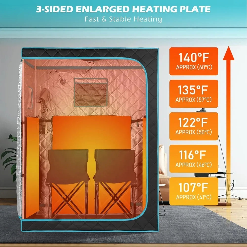 Portable Far Infrared Sauna, Home Two Person Sauna Box with 660nm Red Light Therapy Lamp,X-Large Full Size Indoor SPA Tent - NEW