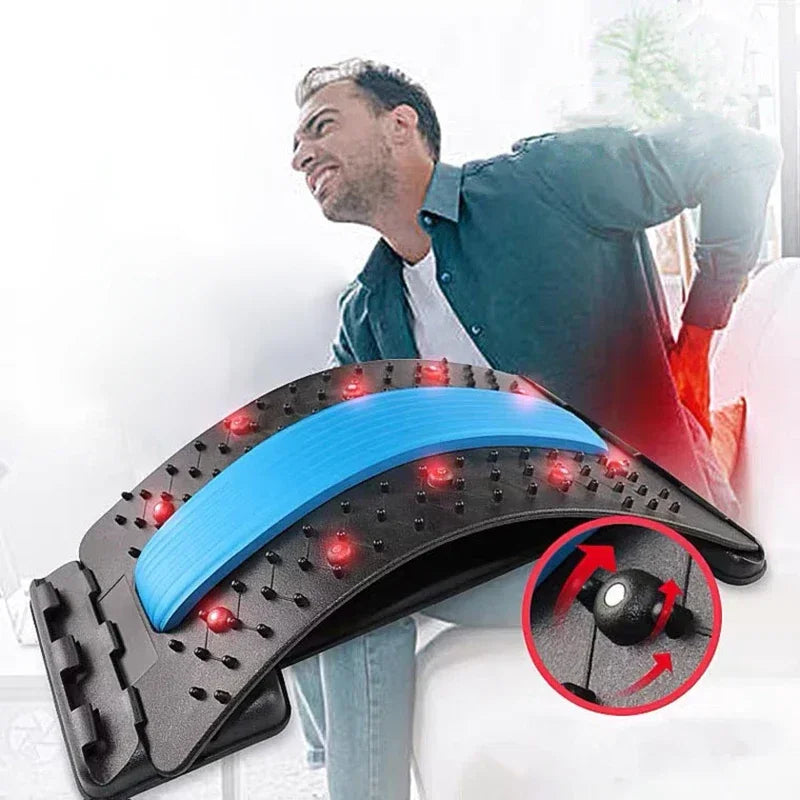 Back Massager, Magnetotherapy, Multi-Level Adjustable Stretcher Waist Neck Fitness Lumbar Cervical Spine Support Pain Relief
