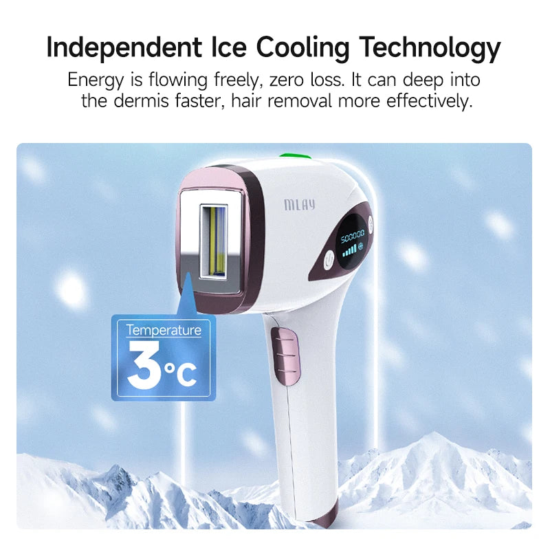 IPL Laser Hair Removal Machine, Ice Cool Permanent, Face Body Bikini Epilator, With 500000 Shots for Women, Men, Home Use