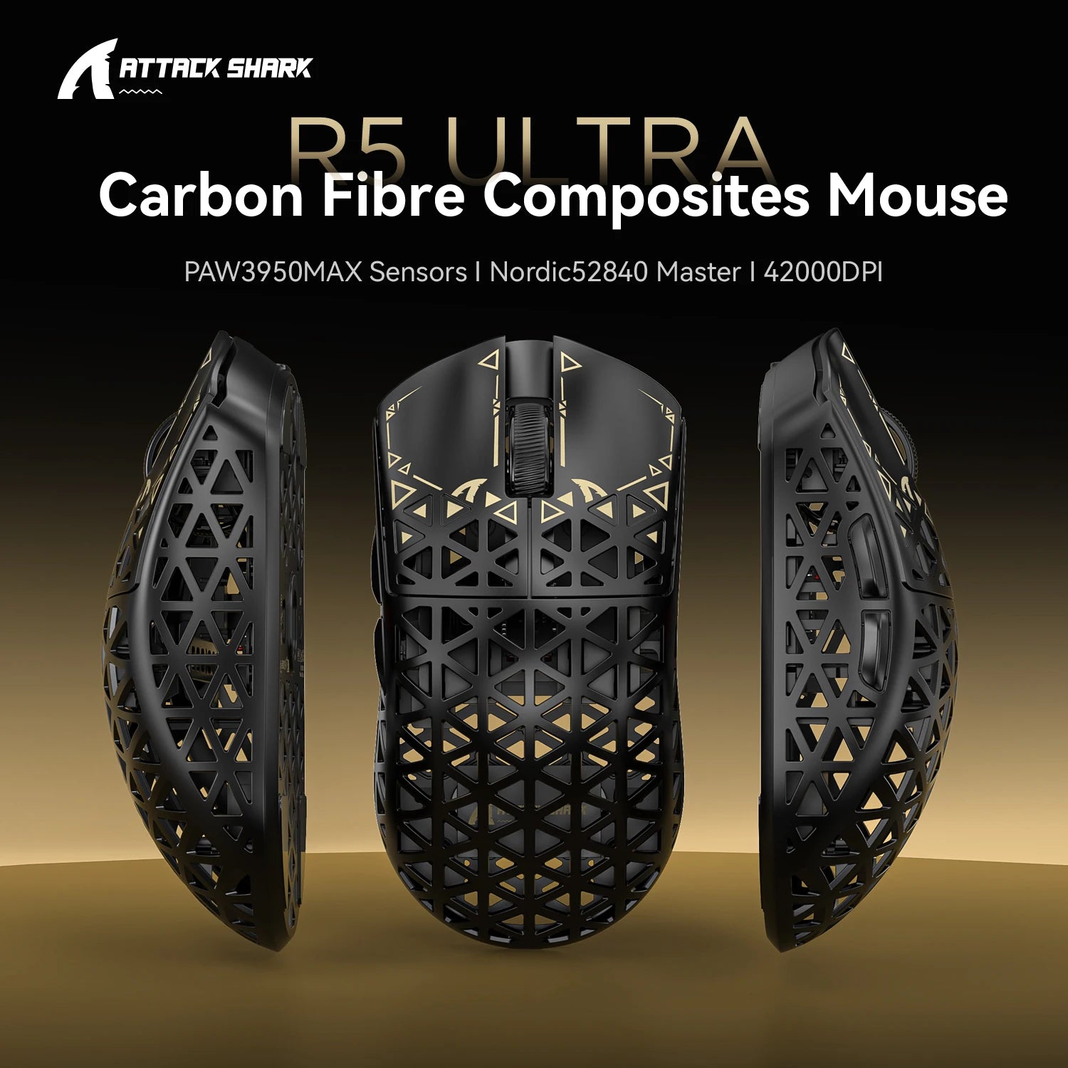Ultra 8K Carbon Fiber Wireless Gaming Mouse with 42000 DPI -PAW3950 MAX Sensor -39g Ultra-Lightweight for Win/Mac