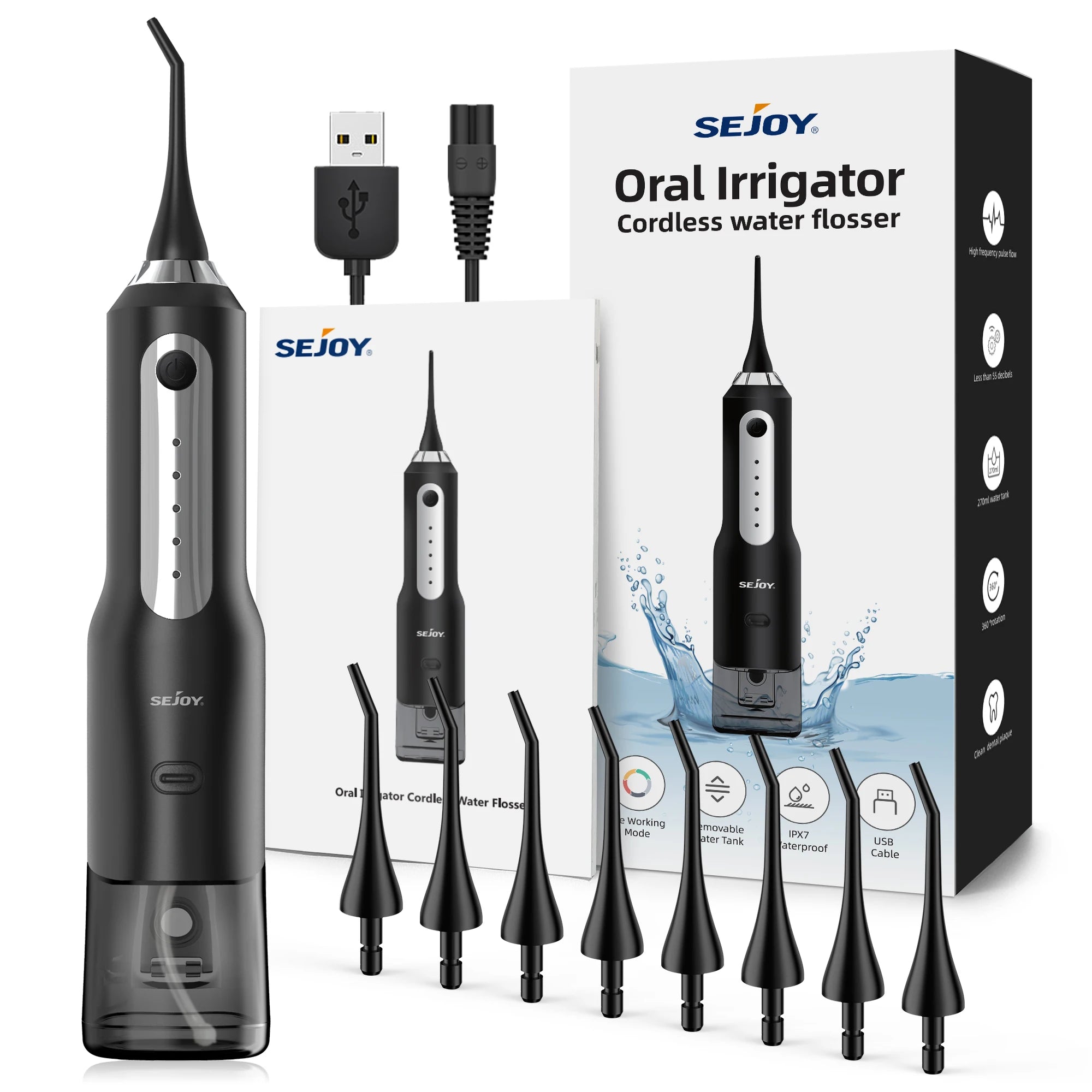 SejoyWater Flosser Teeth Washing Machine Home Dental Oral lrrigator 4 Colors Thread Teeth Pick Mouth 5 Modes USB Rechargeable