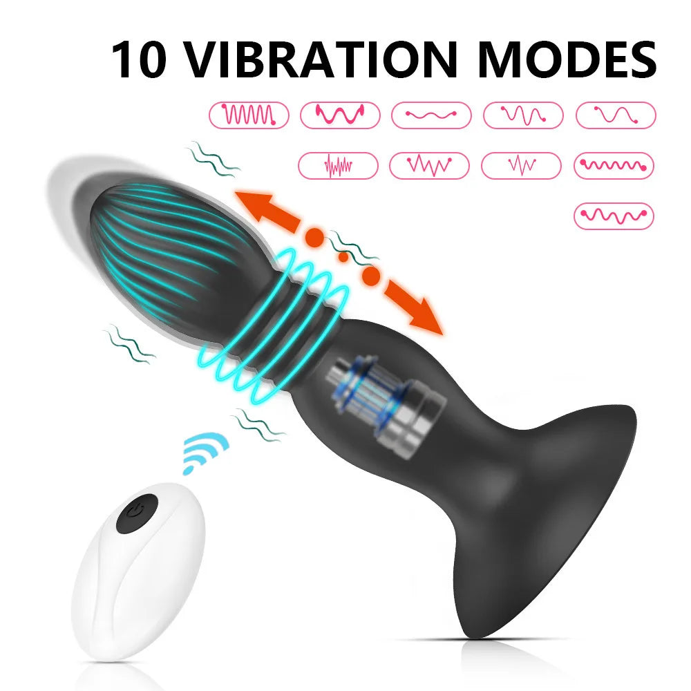 Remote Control, Thrusting Prostate Massager, Anal Vibrator, Wireless Control Butt Plug, Suction Cup Masturbator Sex Toys for Couple