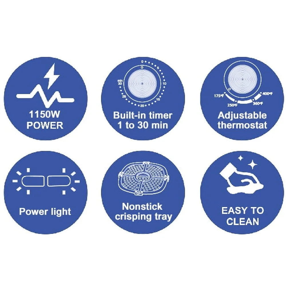 2.2 Quart Compact Air Fryer Automatic Shutoff Nonstick Basket Timer Adjustable Temperature Healthy Cooking Small Kitchen Dorm