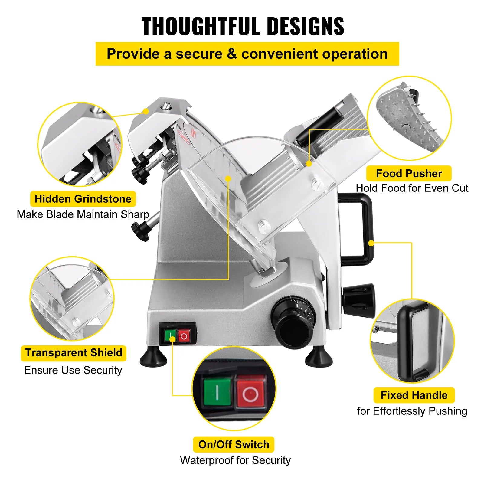 Meat Slicer 200W/240W/320W/340W Electric Deli Food Slicer Adjustable Thickness for Commercial Home Use Cut Meat Cheese