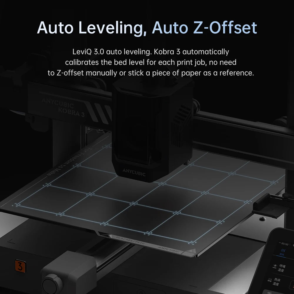 Kobra 3 600mm/s Max Print Speed FDM 3d Printer 25-Point Automatic Leveling With 9.8 x8.7 x 8.7inch Print Size