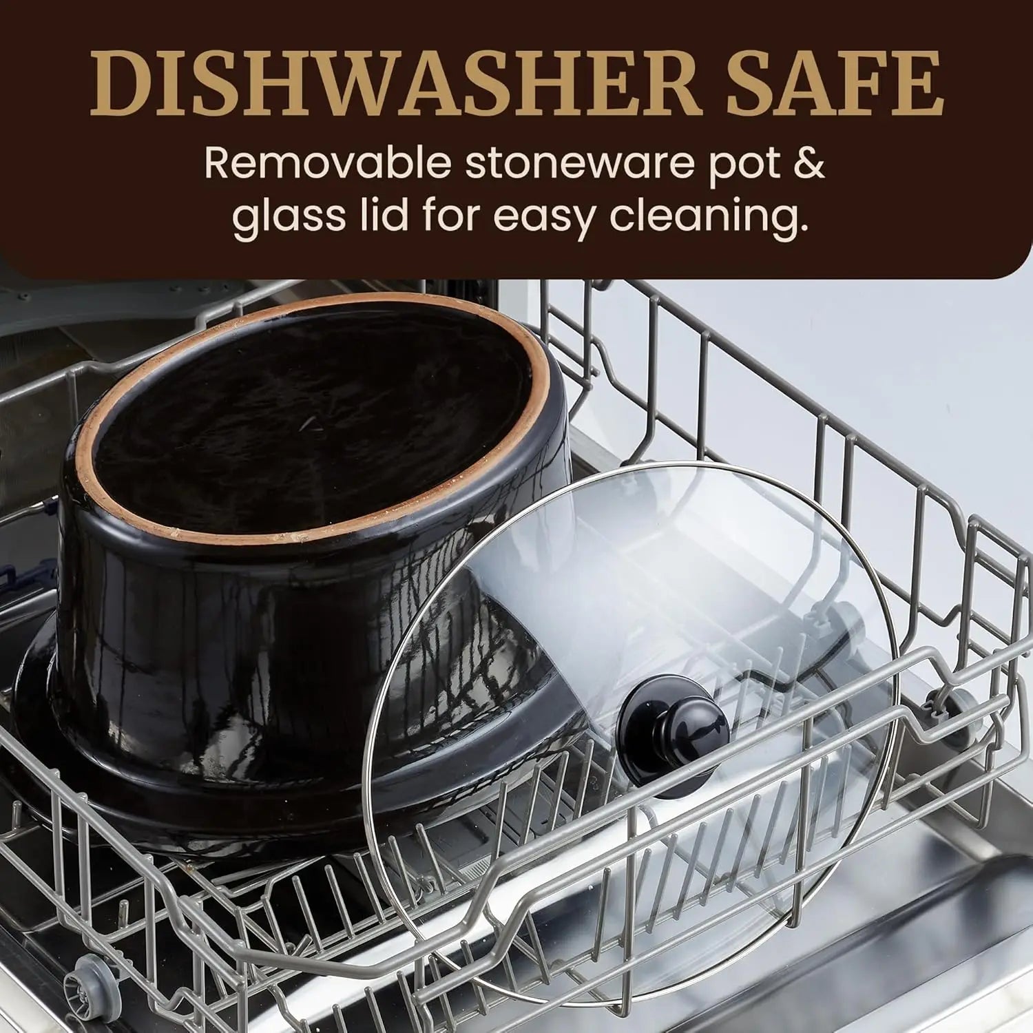 Diamond Pattern Slow Cooker Removable Dishwasher-Safe  Pot with Tempered Glass Lid, Cool-Touch Handles, 6 Quart, Charcoal Black