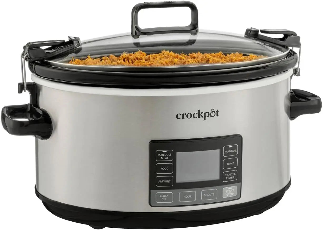 7-Quart Slow Cooker, Portable Programmable with Timer, Locking Lid, Stainless Steel; an Essential Kitchen Appliance, Perfect for large groups