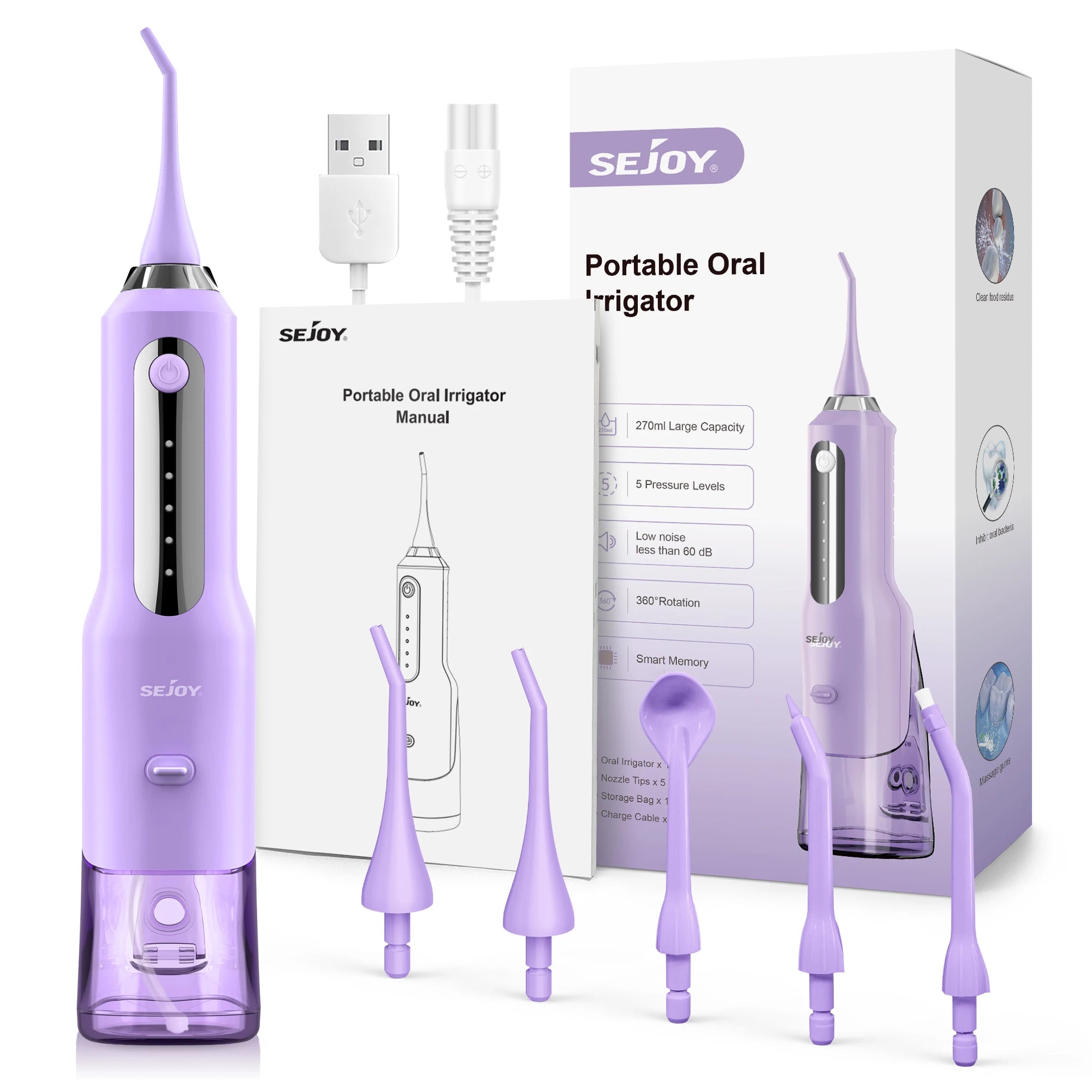 SejoyWater Flosser Teeth Washing Machine Home Dental Oral lrrigator 4 Colors Thread Teeth Pick Mouth 5 Modes USB Rechargeable
