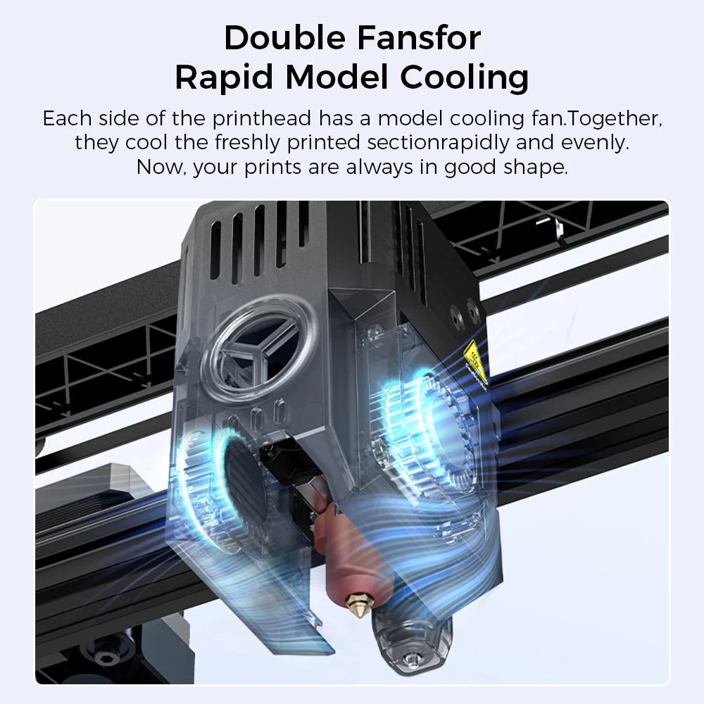 3D Printer 500mm/s Fast Printing Speed Smart Creality OS X-Axis Linear Rail Double Fans Smart Ul 60W